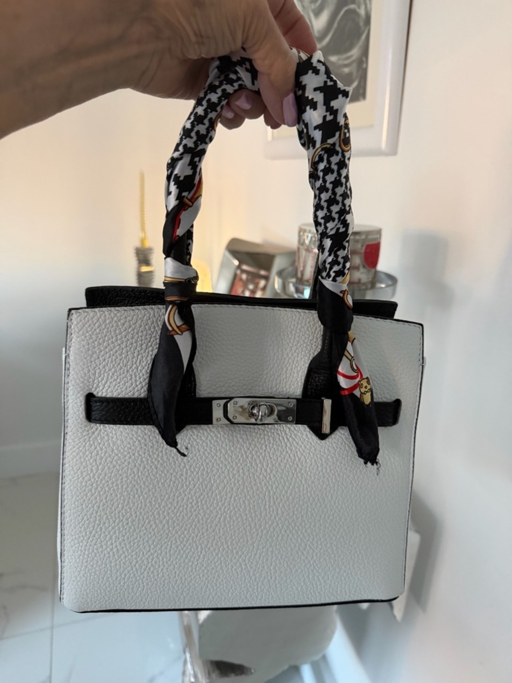 Classic Women's Top-Handle Bag in White and Black